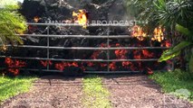 5-5-2018 Leilani Estates - Hawaii Volcano - Lava Flows Busts Gate - Overtakes Homes and Vehicles