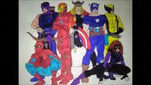 Superheroes Spiderman, Thor Coloring Pages Captain America, Wolverine vs Iron Man vs Hawkeye kids