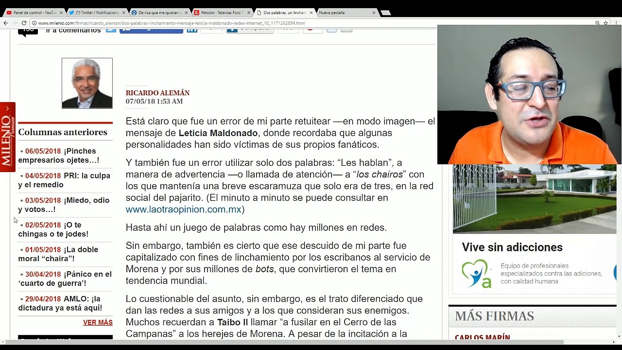 LE PIDO PERDÓN A RICARDO ALEMÁN