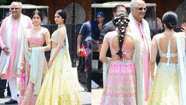 Sonam Kapoor Wedding: Jhanvi Kapoor - Khushi Kapoor REACHES venue with Boney Kapoor | FilmiBeat
