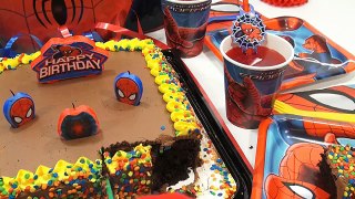 Spider-Man Birthday Party - Surprise Eggs, Cake, Candy & Toys!
