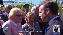 8 mai: Emmanuel Macron serre les mains des spectateurs en tribunes