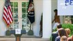 ميلانيا ترامب في حدائق البيت الأبيض لتمارس مهام السيدة الأميركية الأولى