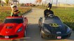 Batman vs Robin Power Wheels Race - new Corvette Stingrays