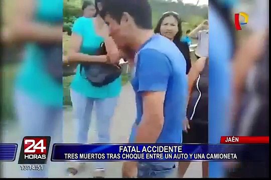 Cajamarca: choque frontal entre un automóvil y una camioneta deja 3 personas muertas