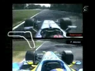 raikkonen vs alonso,monza 2006 onboard