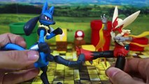Pokemon Toy Lucario by SH Figuarts With Mega Blaziken, Ash and Serena