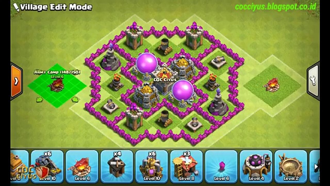 Clash of Clans - TH6 Defense | CoC Town Hall 6 Farming Base Layout Defense Strategy