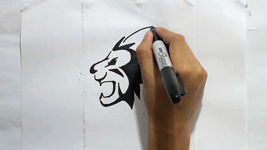 Ep. 115 - How to draw lion head tribal tattoo design #2
