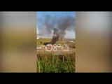 Ora News - Makina në ecje përfshihet nga flakët në autostradën Tiranë-Durrës