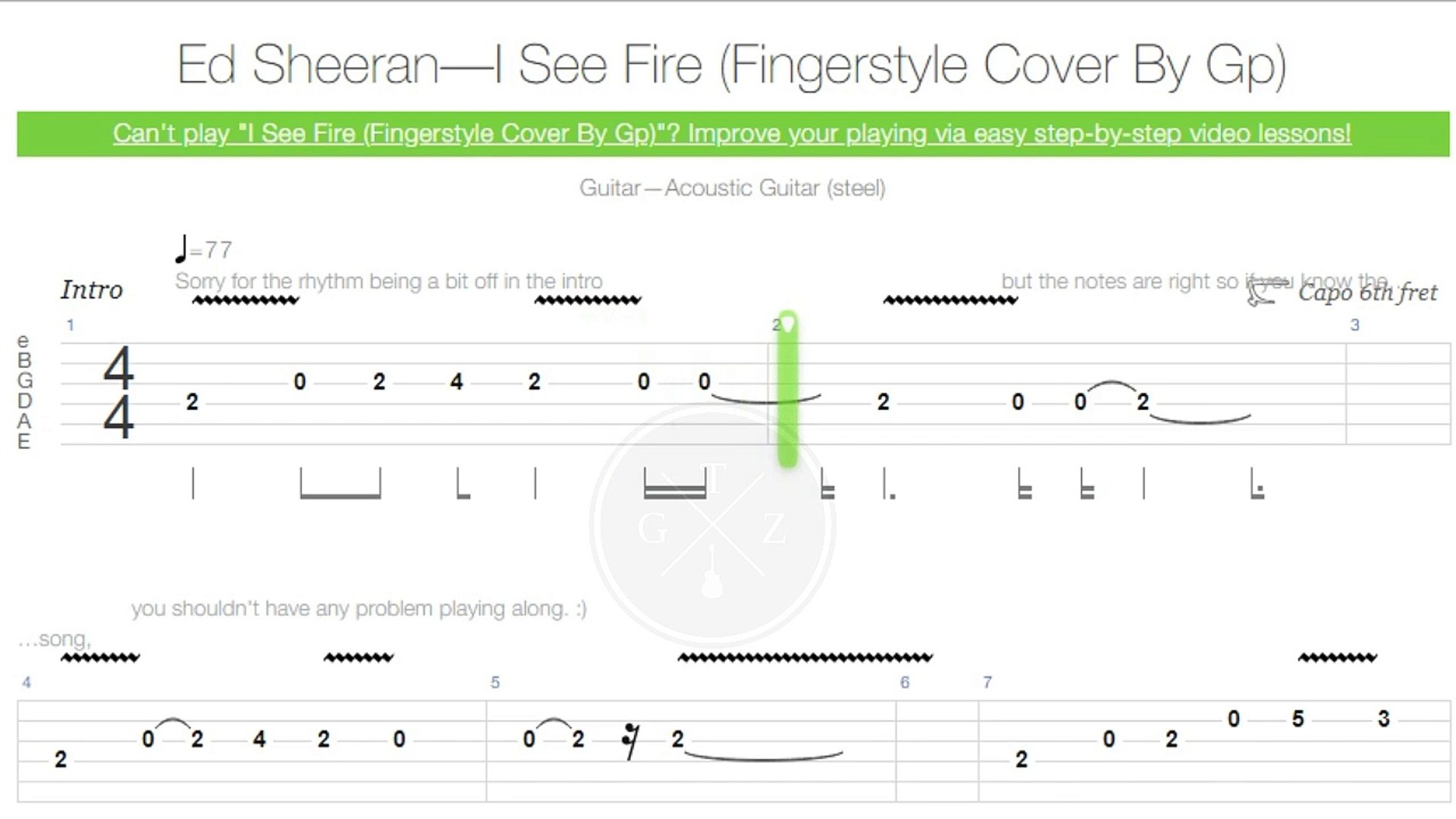 Ed Sheeran I See Fire Guitar Tab Video Dailymotion