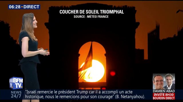 À Paris, cette image rare du coucher de soleil sous l’Arc de Triomphe