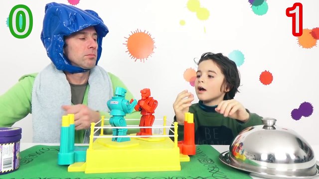 JEU - JELLY BELLY BEAN BOOZLED & ROCK'EM SOCK'EM ROBOTS - COMBAT entre PERE et FILS - Jeu de Société