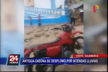 Cajamarca: antigua casona se desploma tras intensa lluvia en Chota