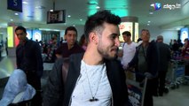 قناة الأجواء تستقبل حسين بن حاج نجم the voice لحضة وصوله إلى مطار الجزائر