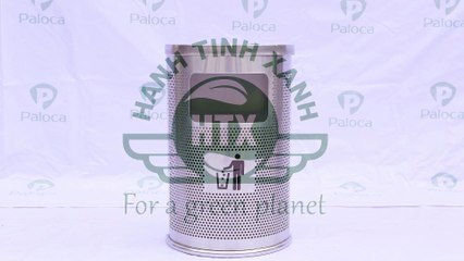 Thùng rác inox hình bán nguyệt có gạt tàn