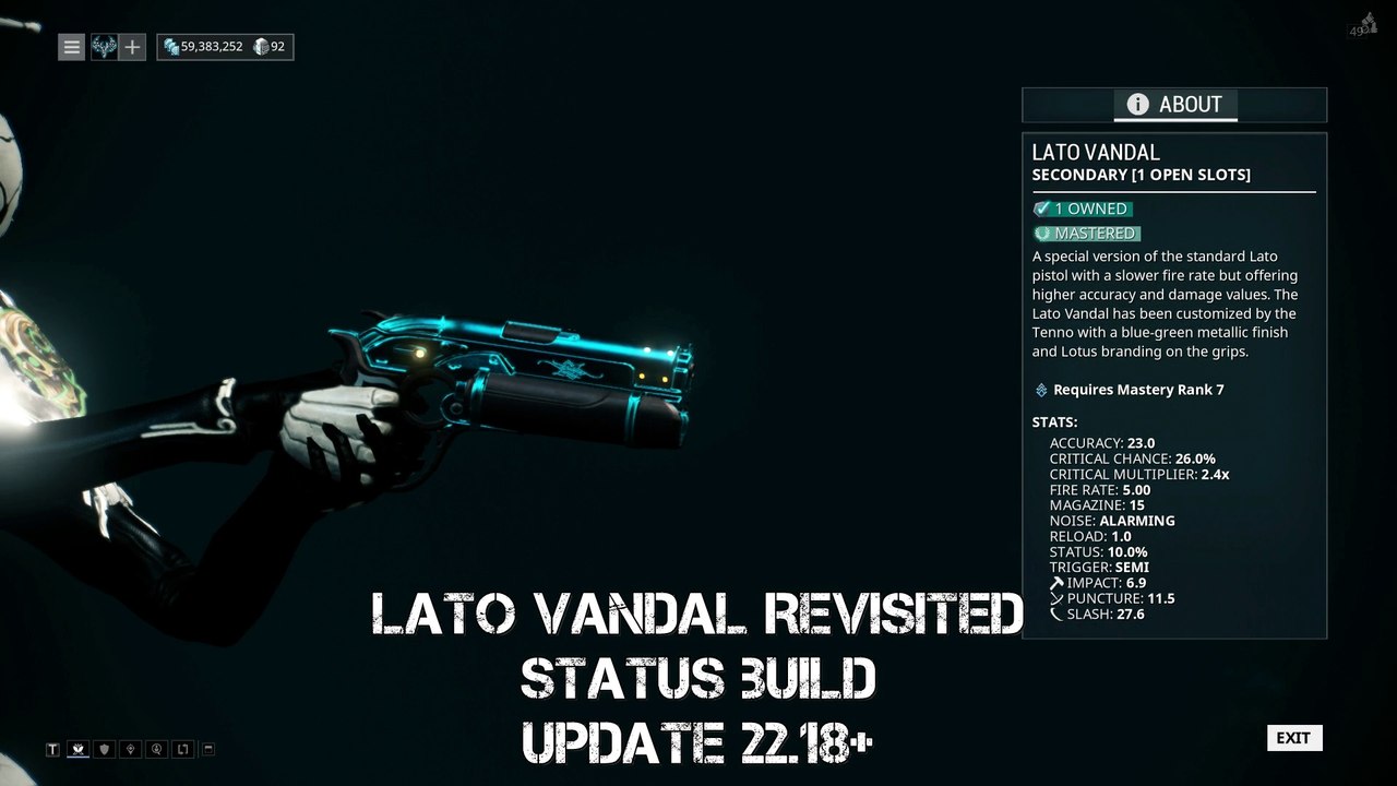 Warframe: Lato Vandal Revisited after the rework 2018 - Status build - Update 22.18+