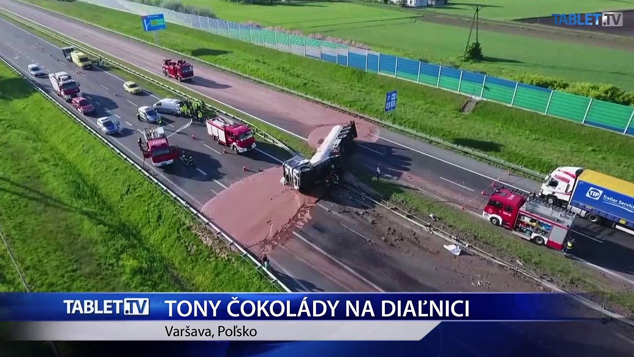 Tony mliečnej čokolády na diaľnici Poľsku skomplikovali dopravu