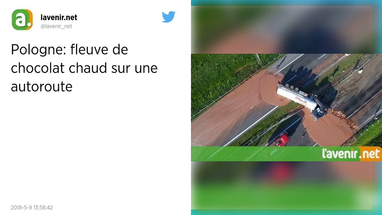 Pologne: le camion se renverse, l'autoroute recouverte de chocolat.