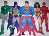 Superman, Batman, Flash, Superheroes Coloring pages Wonder Woman, Green Lantern Learn colors kids