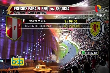 Perú vs. Escocia: conozca los precios de las entradas para el partido amistoso