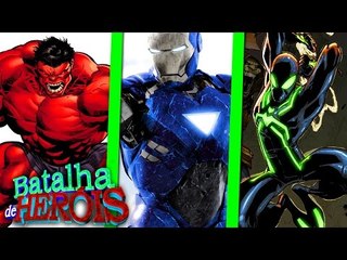 Minecraft : SPIDER-MAN VERDE vs HULK VERMELHO vs IRON MAN AZUL - BATALHA DE HERÓI