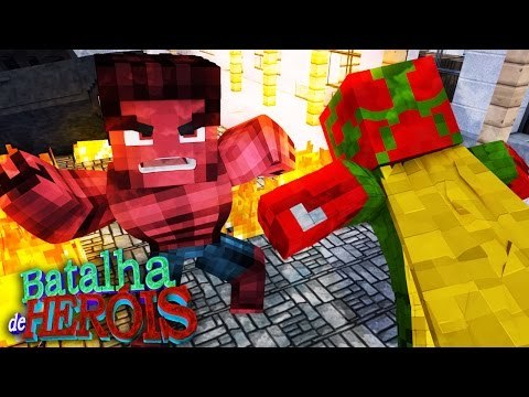 Minecraft : HULK VERMELHO vs VISÃO - BATALHA DE HERÓI