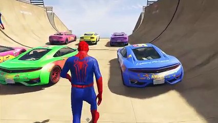 SpiderMan - HULK & Lightning McQueen - Monster Cars - Color Bus With Nuresy Rhymes Song for Kids