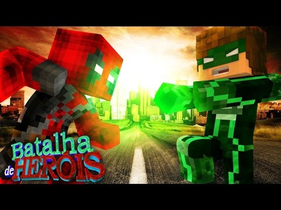 Minecraft : DEADPOOL vs LANTERNA VERDE - BATALHA DE HERÓI