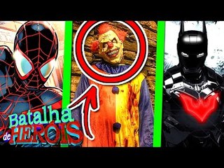 Minecraft : PALHAÇO ASSASSINO vs IRON BATMAN vs SPIDER-MAN PRETO - BATALHA DE HERÓI