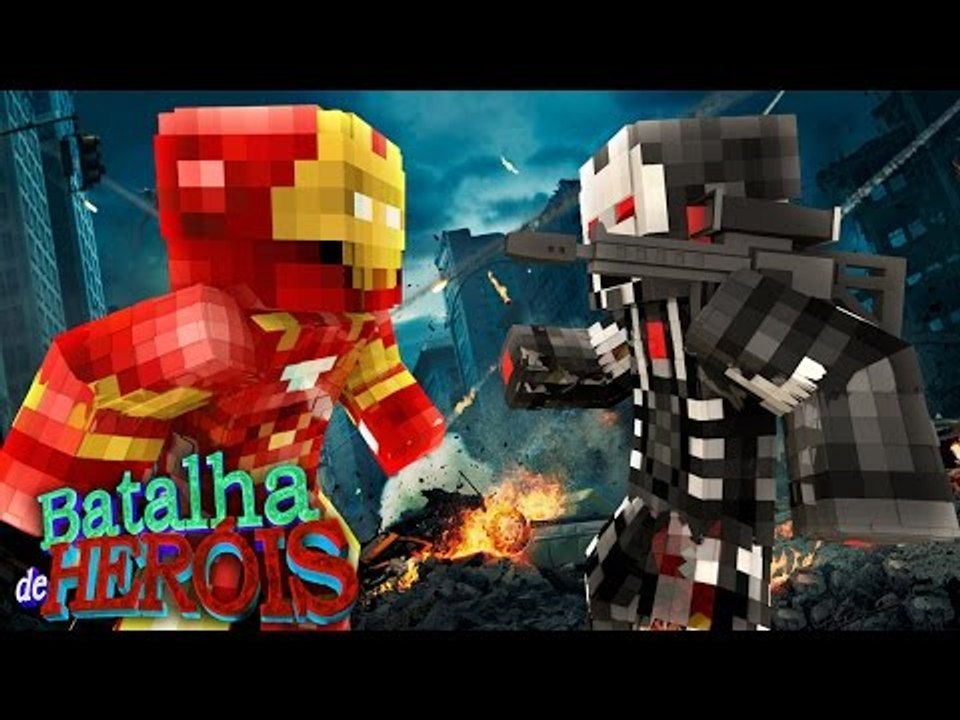 Minecraft : MAQUINA DE GUERRA vs IRON MAN - BATALHA DE HERÓI ( Vingadores vs Guardiões da Galáxia)