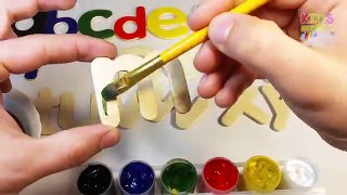 Painting ABC for Kids with Colors Painted ABCD Learn Wooden Puzzle Color Paint Spelling Writing