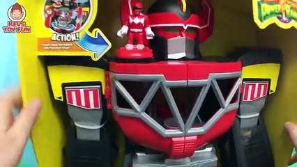 Imaginext Power Rangers Morphing Megazord Robot With Black Ranger and Red Ranger Unboxing Toy Video