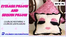 Two Decorative Pillow,Sequin Eyelash Pillow, Cojines decorativos, cojín pestañas y lentejuelas