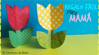 Regalo Fácil para Mamá, Manualidades para el Día de la Madre, tulipán 3d