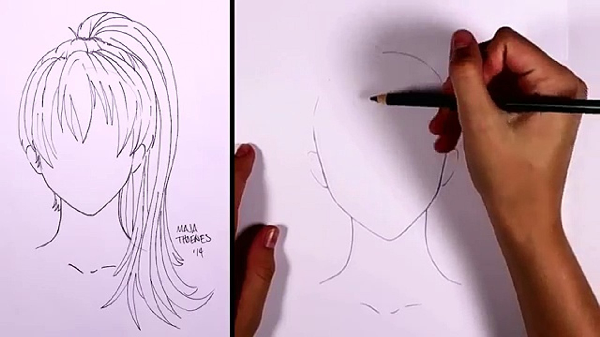 How to draw manga hair - Ponytail (girl) | MLT - video Dailymotion