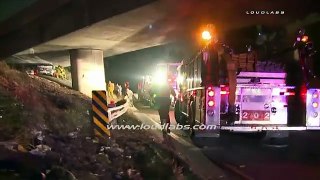 Fatal SUV Crash Wedged Under Bridge / Boyle Heights RAW FOOTAGE