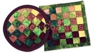Sew colorful woven coasters