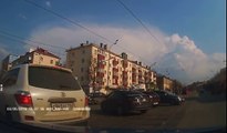 Russian tram rammed into cars