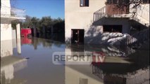 Report TV - Vlorë,Vjosa vërshon në fshatra uji 1.5 m në banesa,situata sot