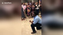 Woman gets emotional when boyfriend proposes to her at graduation ceremony