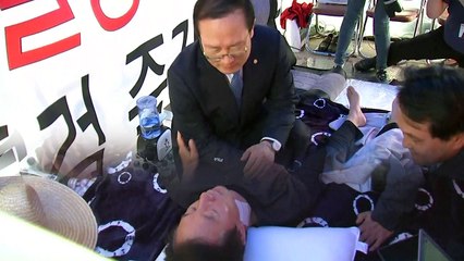 새 원내대표 홍영표, 단식 중 김성태와 첫 회동 / YTN