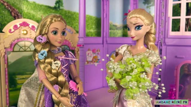 Histoires de Poupées | Princesse Raiponce Tour et Robe de Mariée avec Elsa