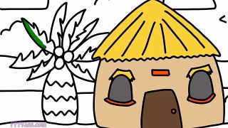 Learn How To Draw A Beach Hut With This Easy Drawing And Coloring Page For Kids
