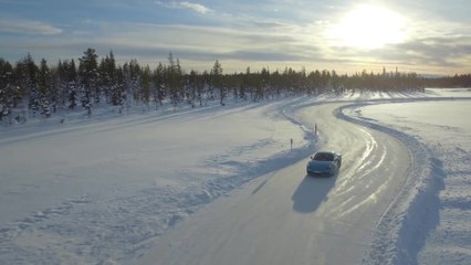 Porsche Ice Drive Drone flying