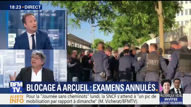 Blocage à Arcueil: le député France Insoumise Eric Coquerel atteint par des gaz lacrymogènes: c'est intentionnel