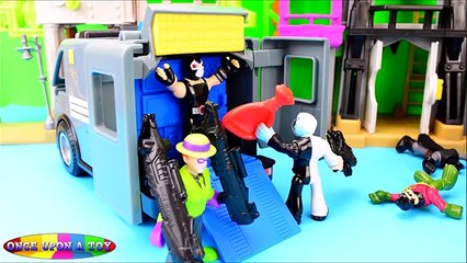 Download Video: Imaginext NEW Batmobile takes down Two Face with the Riddler Batman Robin Bane - Once Upon A Toy