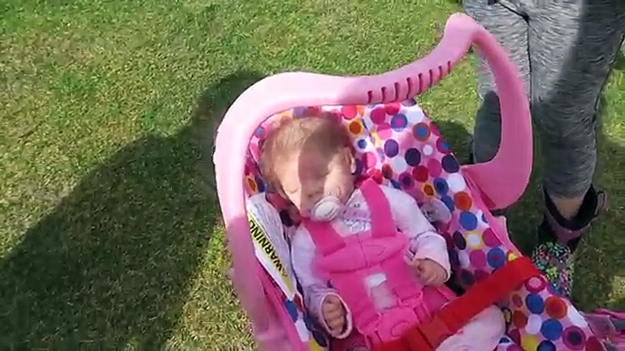 Reborn Baby Doll Goes to the Beach in Joovy Stroller