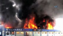 Hadımköy'de fabrika yangınında son durum havadan görüntülendi