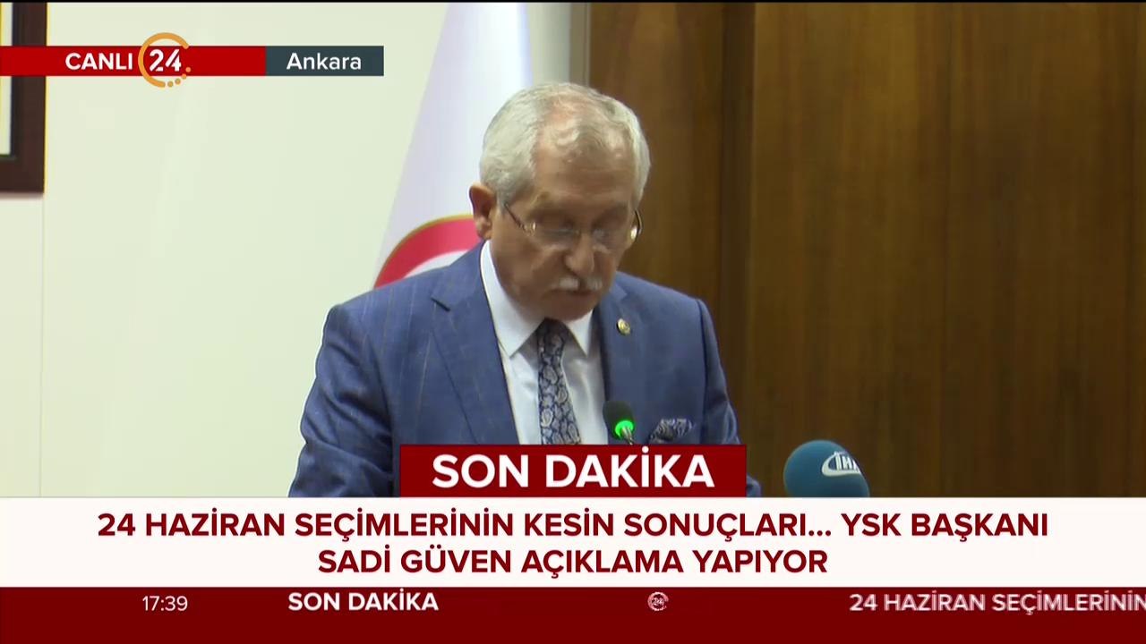 YSK Başkanı Sadi Güven açıklama yapıyor